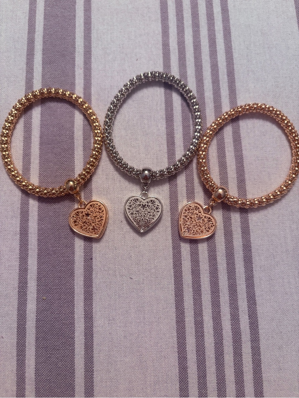 Heart Charm Stretch Bracelet - Gold & Silver Options